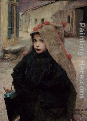 Going to School painting - Jules Bastien-Lepage Going to School art painting